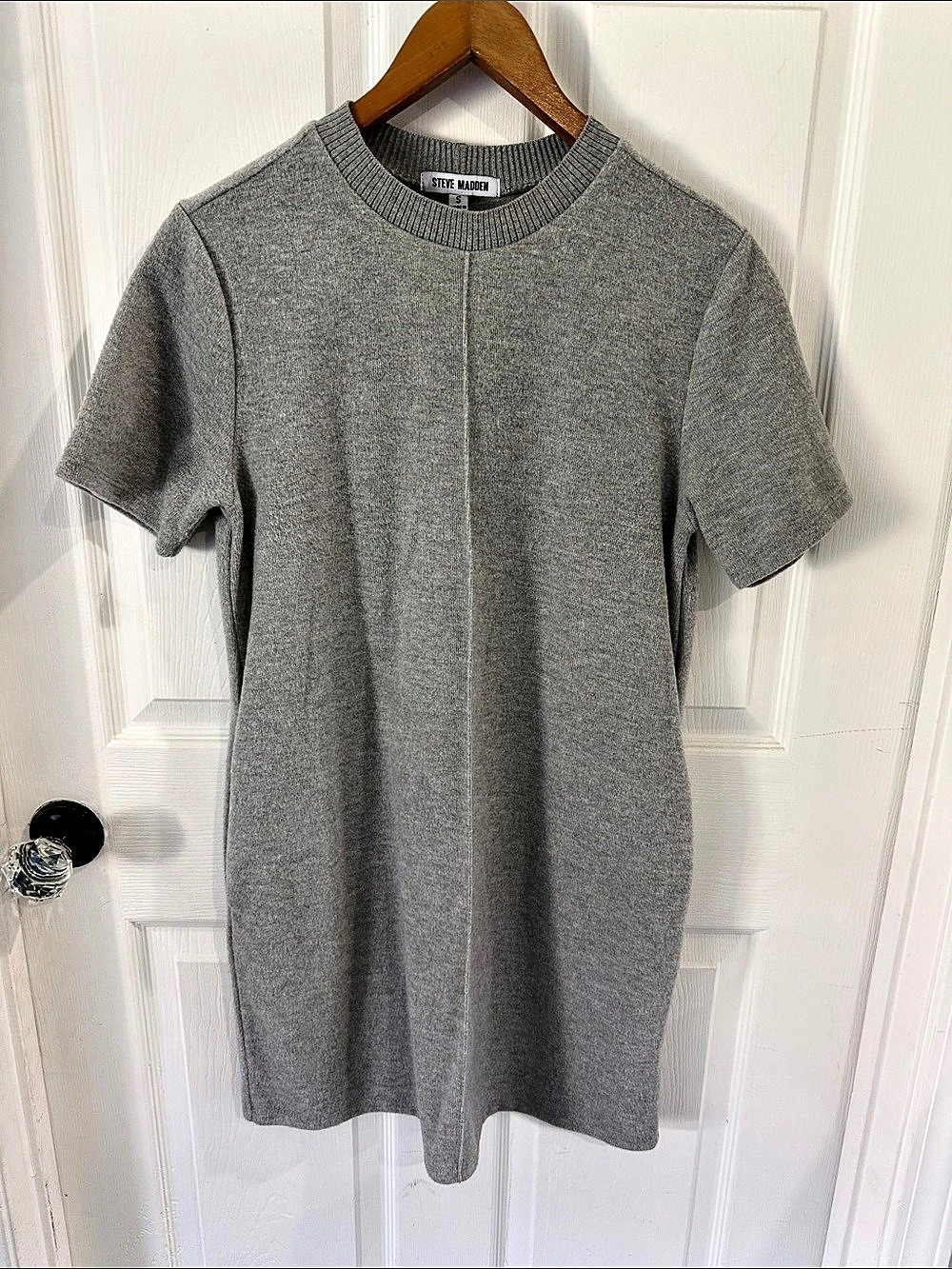 Steve Madden Short Sleeve Sweater Dress Gray Mini Dress Small